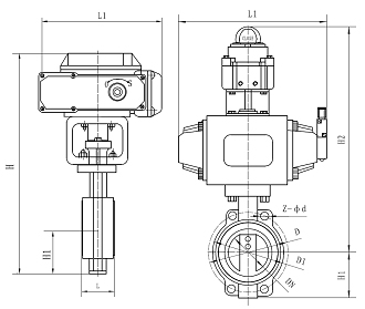 對夾連接調節型蝶閥結構尺寸