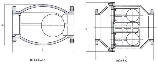 HQ44微阻球形止回閥結構示意圖 HQ44微阻球形止回閥結構示意圖