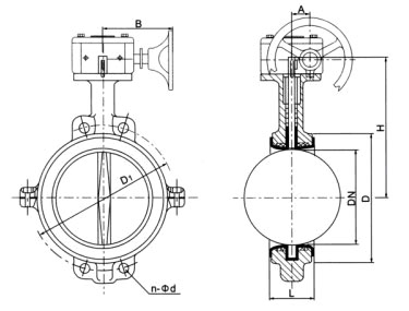 D371(半襯)、D371Fs(全襯)蝸輪對(duì)夾襯氟塑料蝶閥