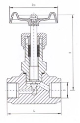 J13H內螺紋針型閥結構示意圖 J13H內螺紋針型閥結構示意圖